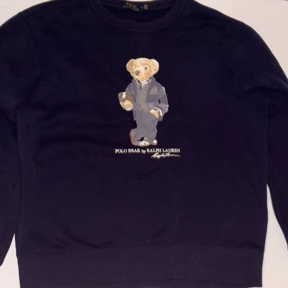 Polo by Ralph Lauren Navy Bear Crewneck Sweater - Picture 2 of 3
